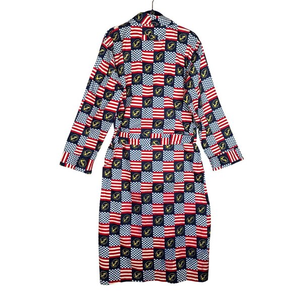 Vintage 90s NAUTICA Mens Nautical Patriotic Cotton Robe O/S American Flag - Picture 4 of 12